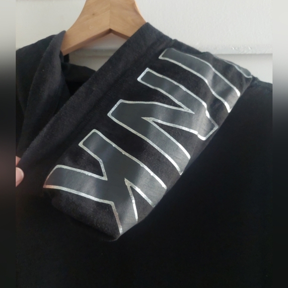 Victoria's Secret PINK Longsleeve Hooded Shirt logo spellout black gray - Picture 5 of 5